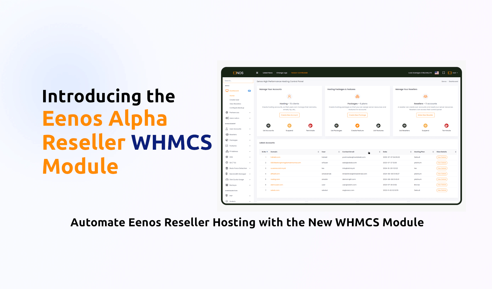 Introducing the Eenos Alpha Reseller WHMCS Module